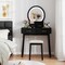 Wood MDF Vanity Table with LED Mirror, Storage Drawers and Stool
